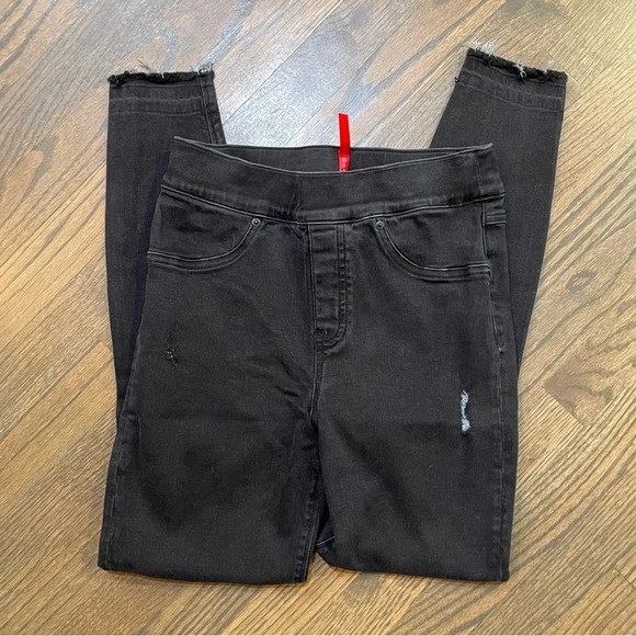 Spanx Vintage Black Distressed Ankle Stretch Skinny Jeans 20213 Small - Picture 6 of 8